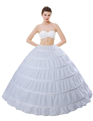 BEAUTELICATE Petticoat Reifrock Unterröcke Damen Lang Fur Brautkleid Hochzeitskleid Vintage Crinoline Underskirt., Weiß, Einheitsgröße
