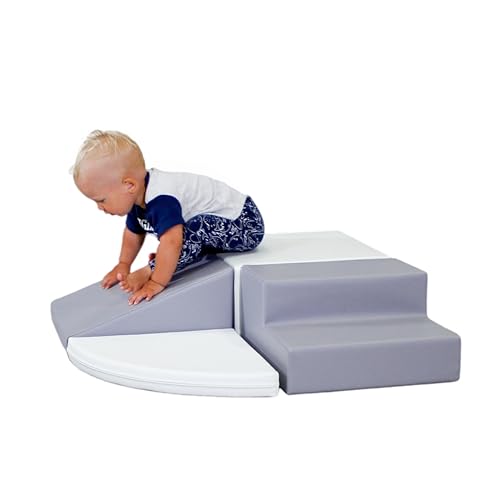 IGLU SOFT PLAY 4 XL Softbausteine Riesenbausteine Schaumstoffbausteine - Anti-Rutsch (Grau/Weiß)