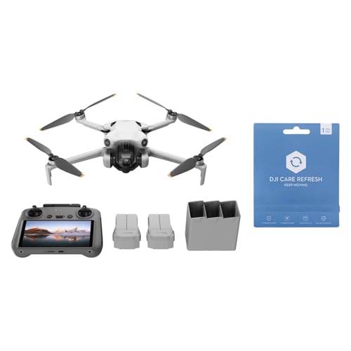 DJI Mini 4 Pro Fly More Combo mit DJI RC 2 Fernsteuerung inkl. Care Refresh 1-Jahres-Schutzpaket, faltbare Mini-Drohne mit 4K-Kamera, unter 249g, 34 Minuten Flugzeit, 2 zusätzliche Akkus, Klasse-C0
