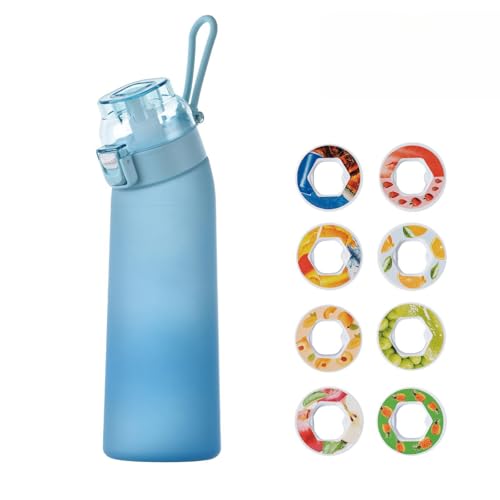 Generisch Luft Wasserflaschestarter Set ﻿Trinkflasche Mit Geschmack,700ml Sport Air Wasserflasche,Mit 8geschmackpods Ideal Zum Laufen FüR Und Outdoor Fitnessstudio (Dunkelblau)