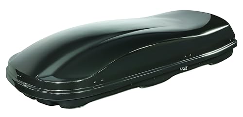 Farad Marlin Dachbox 680L schwarz metallic mit Elastisches Befestigungsnetz - Doppelter Seitenöffner, TÜV-GS Zulassung, 5 Jahre Garantie - 3-Punkt-Zentralverriegelung mit Sicherheitsschlüssel