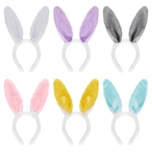 Auirshiky 6 Stück Hasenohren Haarreif Set, Plüsch Bunny Ohren Hasen Haarreif, für Erwachsene und Kinder Ostern Party Kostüm Cosplay
