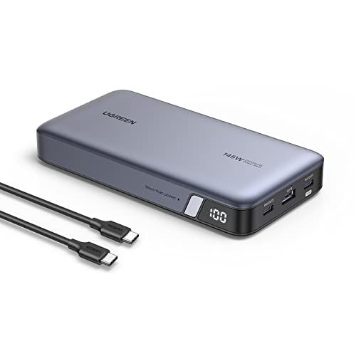 UGREEN 100W Power Bank 145W Max 25000mAh externer Akku mit 3 Anschlüsse USB C Powerbank mit Digitales Display, kompatibel mit MacBook Pro/Air, iPhone 14 Pro, Galaxy S23 Ultra, Dell