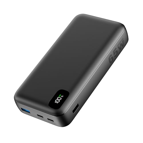 A ADDTOP Power Bank, 65W 20000mAh Power Bank PD3.0 + QC4.0 USB C Input & Output Quick Charge 3 Outputs External Charger for Laptop MacBook Dell XPS iPhone iPad Switch (Black)