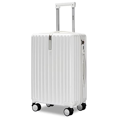 MGOB Koffer Handgepäck Hartschalen in Polycarbonat Reisekoffer mit 4 Rollen und Haken | 55x37x22cm | 41L(Weiß, M)