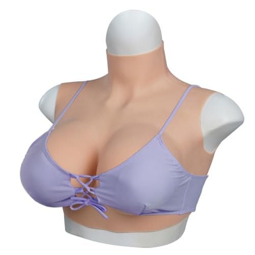 QIAOYIQIAO Silikon Fake Brüste B-G Cup Realistische Brustformen Silikon Brustplatte Falsche Brüste für Cosplay Crossdresser Drag Queen (Sahne, B Cup-Baumwollfüller)
