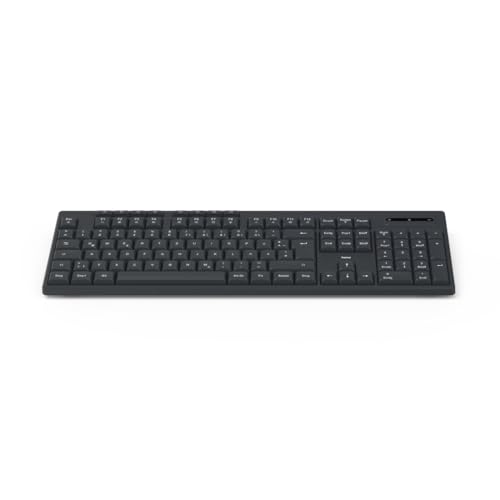 Hama Funktastatur WK-200 (Tastatur kabellos, mit Batterien, ergonomisches Tippgefühl, leise Tasten, verstaubarer USB Empfänger, Multimedia Tasten, Nummernblock, deutsches QWERTZ-Layout) schwarz