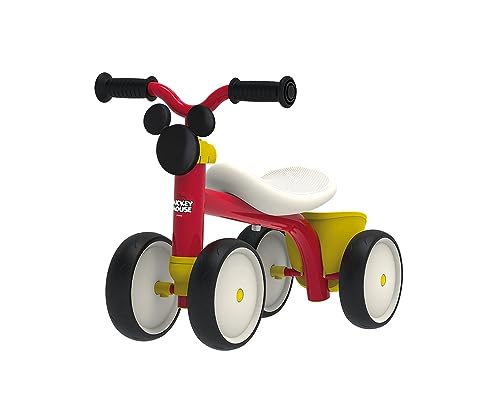 Smoby Toys - Mickey Mouse Rutschfahrzeug Rookie ab 1 Jahr - Rutscher aus Metall mit 4 Flüsterrädern, ergonomischem Sitz und Aufbewahrungsbox - für Kinder ab 12 Monaten (bis 25 kg)