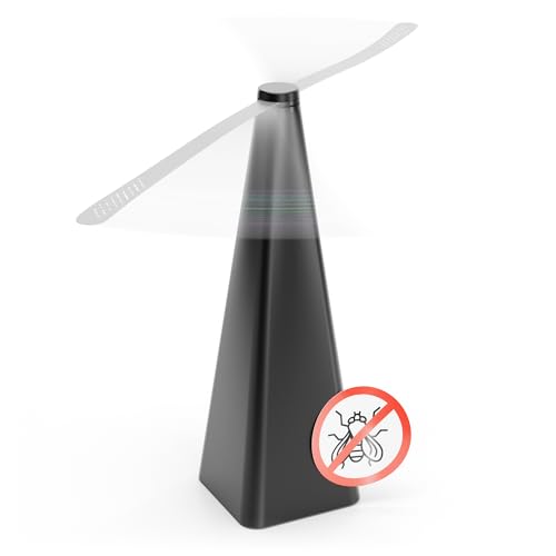 greate Fliegenwedler mit Batterie - Fliegen Vertreibung ohne Chemie & Verletzungsgefahr - Fliegenwedel für den Tisch oder zum Aufhängen - Tischventilator gegen Fliegen - Fliegenabwehr Ventilator