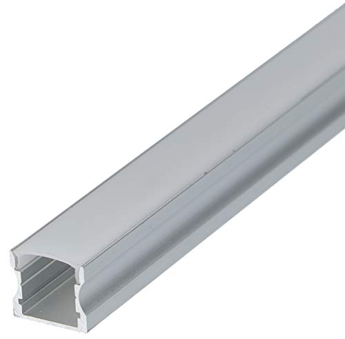 Set: Aluminium LED Profil, Profil LED für 8/10mm LED Streifen, 100cm LED Profil + Abdeckung LT5 (Aluminium, Milchig)
