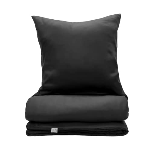COZY HEAVEN | Luxus Lyocell Bettwäsche (Tencel™) | Gewonnen aus Eukalyptus u.a. | Kuschelig warm im Winter | Hypoallergen | Atmungsaktiv gegen Schweiß | Nachhaltig (Night Grey, 135x200 + 40x80)
