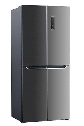 Wolkenstein W-CD 362 NFD E IX Cross Door Kühl-Gefrierkombination | Inox 362 L |125 Liter 4 Sterne Gefrierfach | NoFrost Technologie | Display mit Touch Control | 39 dB | Freistehend