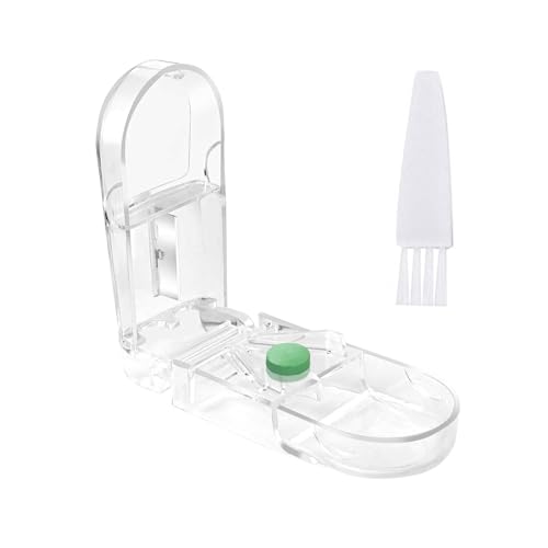 Tablettenteiler, Tablettenteiler für Alle Tabletten 2 IN 1 Tabletten Schneider mit Aufbewahrungsfach & Klingen Tablettenteiler für Große und Kleine Tabletten Für Tabletten-Vitamin-Medizin(Weiß)