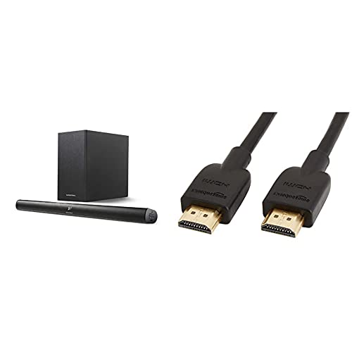 GRUNDIG DSB 990 2.1 Soundbar mit Subwoofer, schwarz & Amazon Basics – Hochgeschwindigkeitskabel, Ultra HD HDMI 2.0, unterstützt 3D-Formate, mit Audio Return Channel, 1,8 m