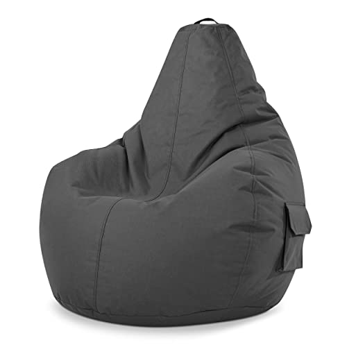 Green Bean Sitzsack mit Rückenlehne 80x70x90cm - Gaming Chair mit 230L Füllung Kuschelig Weich Waschbar - Bean Bag Bodenkissen Lounge Chair Sitzhocker Relax-Sessel Gamer Gamingstuhl Anthrazit