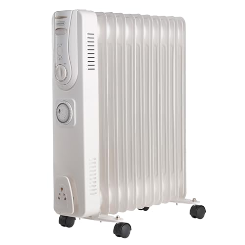 VonHaus Ölradiator mit 11 Rippen, Elektrischer Heizkörper für Homeoffice, Elektroheizung zum Schnellen Wärmen Jedes Raums, Mit Thermostat, 2,5 kW Ölheizer für Maximale Wärme (Weiß)