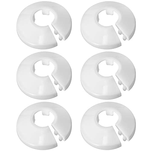 6PCS Heizungsrohr Abdeckung Wand,Weiße Heizungskanalabdeckung Kunststoff Kühlerrohrabdeckungen Plastic Pipe Collars-Geeignet für 15mm Rohre-Heizungsrohrabdeckungen Fußboden (6)