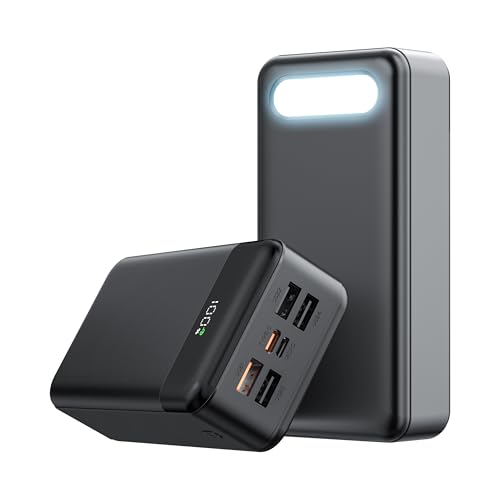 Powerbank 60000mAh,QC3.0 22,5 W & USB C PD20 W Fast Charge, 2 Input und 5 Output (QC & USB & Typ C) Externer Akku für Handy, Kamera, Pad, Headset usw