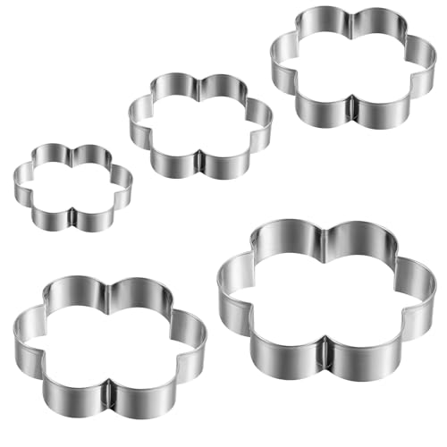 Apausvcm 5Stk Ausstechformen Blume Set,Edelstahl Ausstecher,Blumen-Ausstecher,Plätzchen Ausstecher Set,5 Verschieden Großen Blüten-Keksausstecher,DIY-Backwerkzeuge für Gebäck Fondant Kuche DonutKekse