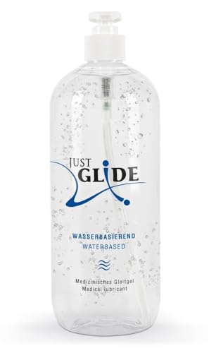 Just Glide Waterbased- feuchtigkeitsspendendes Gleitgel für Frauen und Männer, auf Wasserbasis, ohne Klebe-Effekt, öl- und fettfrei, vegan, 1000 ml