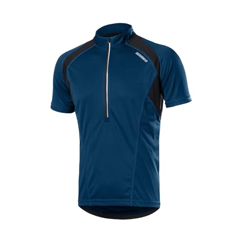 BERGRISAR Herren Radtrikot Fahrradtrikot Kurzarm, Halbem Reißverschluss Rennrad Mountainbike Trikots T Shirt 3+1 Taschen BG060, Dunkelblau, XX-Large