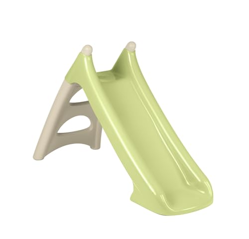 Smoby Life 7600820629 Kinderrutsche XS, beige und grün, Lauffläche 90 cm, rutschfeste Stufen, Wasserfall, kompakt und leicht zu verstauen, geeignet ab 2 Jahren