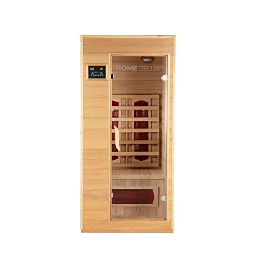 Home Deluxe – Infrarotkabine REDSUN S - 90 x 90 x 190 cm - für 1 Person, 4 Infrarotstrahler, Holz: Hemlocktanne I Infrarotsauna, Sauna, Wärmekabine, Infrarot