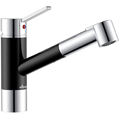 APPASO Küchenarmatur Hochdruck, Wasserhahn Küche mit herausziehbarer Brause, Spültischarmatur mit hohem Auslauf, Einhebel Mischbatterie Küche[Patentschutz]