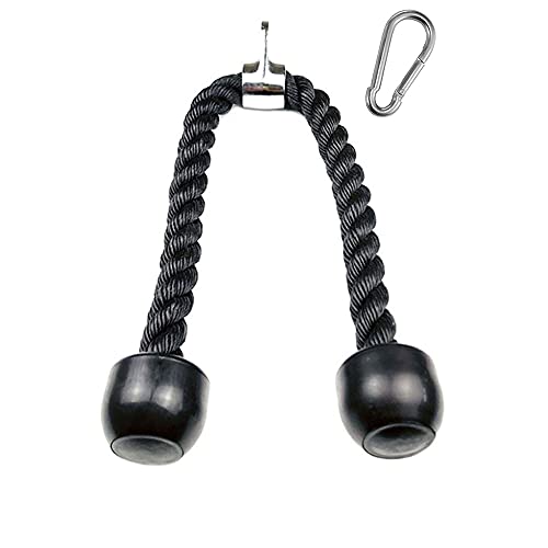 qibylift Nylon Trizepsseil gedrehtes Seil trizepstau zum herunterziehen mit rutschfesten Griffen - Bizeps, Trizeps, Fitnessstudio oder zu Hause Kabelmaschine für Zubehör (Schwarz)