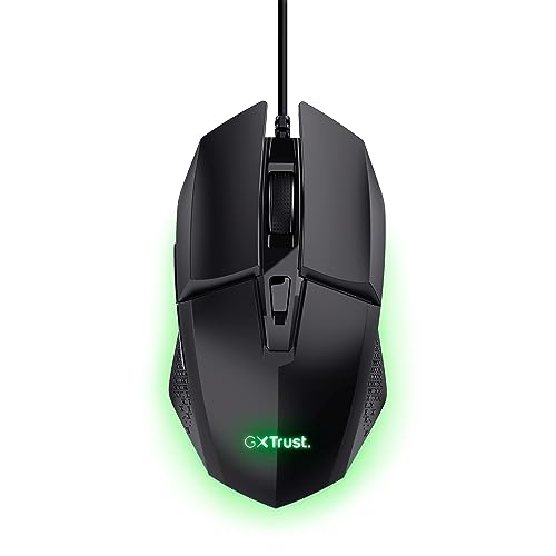 Trust Gaming GXT 109 Felox Gaming Maus mit 6 Programmierbare Tasten, Mehrfarbige LED-Beleuchtung, 200-6400 DPI, USB Kabel 150 cm, PC Maus mit Integrierte Software für Computer/Laptop - Schwarz