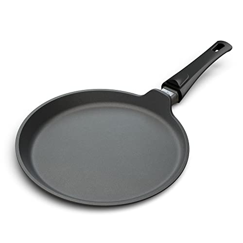 Hoffmann Aluguss Crepespfanne Induktion 28 cm Made in Germany I Antihaftbeschichtet Flachpfanne I Abnehmbarer Griff I Pfannkuchenpfanne Crêpepfanne Spiegeleipfanne