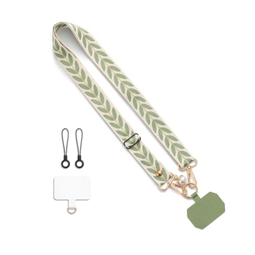 CHUQING Handykette Universal Grün Handyband zum Umhängen Einstellbar Crossbody Strap Phone Lanyard Handy Band für Handyhülle Verstellbar Schlüsselband