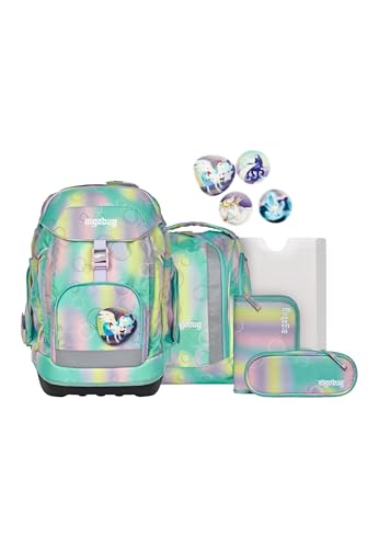 ergobag maxi set Set 6-teilig, ergonomischer Schulrucksack Grundschule für Mädchen und Jungen, ideal für große Kinder ab der 1. Klasse ZauBärwelt - Mint