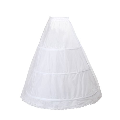 TUKA Reifrock 3 Ring verstellbar Unterrock, Krinoline Underskirt Petticoat Gr. Middle, passt zu Gr. 34 bis Gr. 39, Weiß Farbe, TKB0005 White