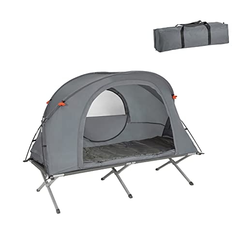 SoBuy OGS60-HG Feldbett mit Zelt Feldbett 4in1-Zelt mit Campingliege Schlafsack Wurfzelt Matratze und Zubehör Zelt 1 Person 1 Mann Zelt…