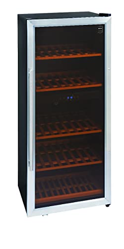 METRO Professional Weintemperierschrank GWC2091 mit Edelstahltürrahmen und Glastür, 100 W,Temperaturbereich: 5 bis +22°C für bis zu 79 Flaschen, schwarz-silber, für Gastronomie, Bar, Restaurant
