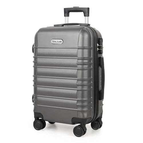 MoFut Hartschalen-Handgepäck Koffer aus ABS – Reisekoffer mit 4 Drehbaren Rollen (360°), Trolley mit Aluminium-Teleskopstange und 3 Stelige-Zahlenschloss (M – 41L, Dunkelgrau) (M-L-XL-Set)