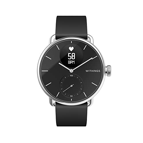 Withings Scanwatch — Hybrid-Sport-Smartwatch mit EKG, Herzfrequenz, Herzfrequenz, SPO2 und Schlaf-Tracker, Schrittzähler, Smartwatch mit Ladegerät, Schwarz