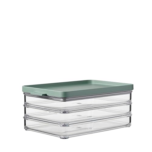 Mepal Wurst Aufbewahrung Kühlschrank mit 3 lagen - Kühlschrank Organizer Aufschnitt - 3 Separate Aufschnittboxen für Kühlschrank und Organisation in der Küche - 3 x 500 ml - Nordic sage