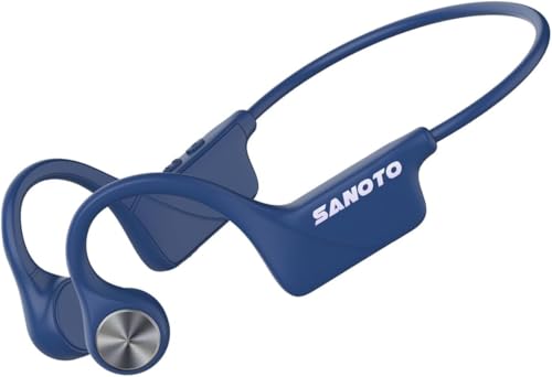 SANOTO Knochenschall Kopfhörer Bluetooth 5.3,Open Ear Kopfhörer Kabellos Bone Conduction Kopfhörer IPX5 Wasserdicht Staubdicht Sportkopfhörer Lange Akkulaufzeit Kopfhörer für Läufer Fitness Radfahren