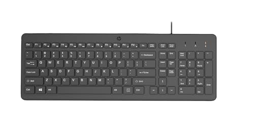 HP 150 kabelgebundene Tastatur, QWERTZ Layout, 12 Fn Tasten, funktioniert mit Windows & Mac, leise, schwarz