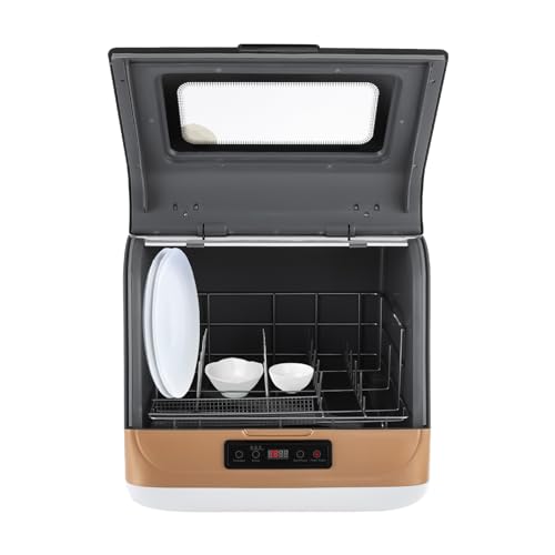 Tischgeschirrspüler, 800W Mini Geschirrspüler mit 3 Waschmodi Spülmaschine Klein für 12-20 Geschirrteile, Touch Control, Dishwasher für Zuhause Büro Camping, 45x40x44.8cm, Gold