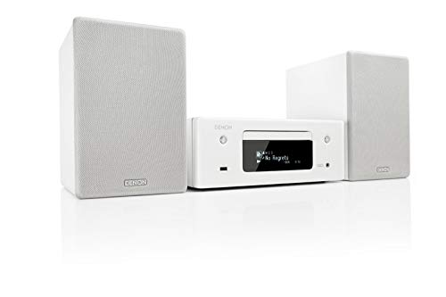 Denon CEOL N-10 Kompaktanlage, HiFi Verstärker, CD-Player, Internetradio, Musikstreaming, HEOS Multiroom, Bluetooth & WLAN, AirPlay 2, Alexa Kompatibel, 2 Optische TV-Eingänge, mit Lautsprecher, weiß