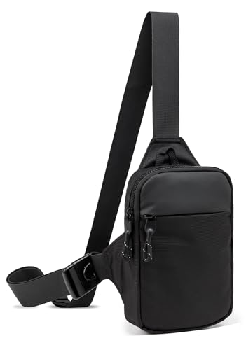 Lidxfeo Wasserfeste Crossbody Tasche Klein, Multi-Pocket Brusttasche Herren, Anti-Diebstahl Sling Schultertasche, für Wandern, Reisen, Joggen usw