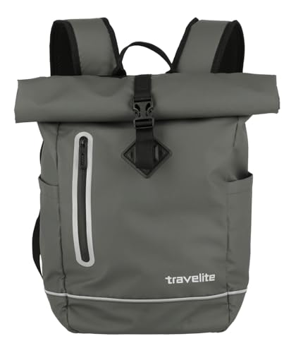 Travelite Rolltop Rucksack wasserfest, Fahrradrucksack, Freizeitrucksack mit Rolltop Verschluss & Reflektoren, BASICS, 48 cm, 19 Liter