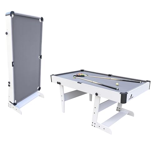 Cougar Hustle L Billardtisch 5ft in Weiß/Grau | Pooltisch klappbar inkl. Zubehör | Tischbillard für Kinder und Erwachsene | Indoor Pool/Billard Tisch