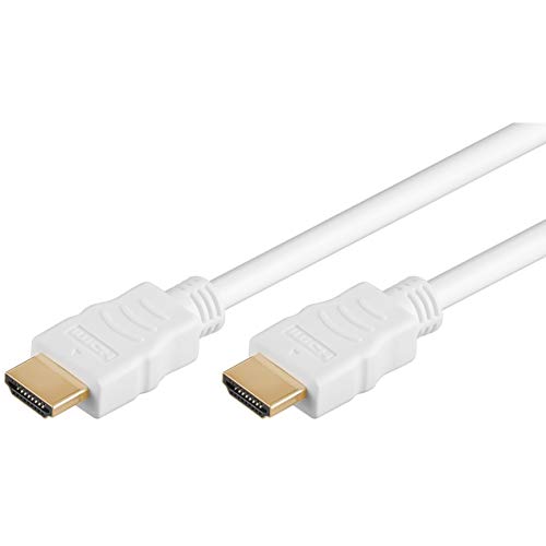PremiumCord HDMI High Speed ​​+ Ethernet-Kabel, weiß, vergoldete Anschlüsse, 5 m
