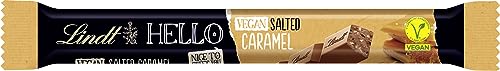 Lindt Schokolade HELLO Vegan Sticks Salted Caramel | 39 g Riegel | Vegane-Schokoladen Sticks mit Kakao, mildem Mandelmark und gesalzenen Karamellstückchen | Schokoladengeschenk | Schokoriegel
