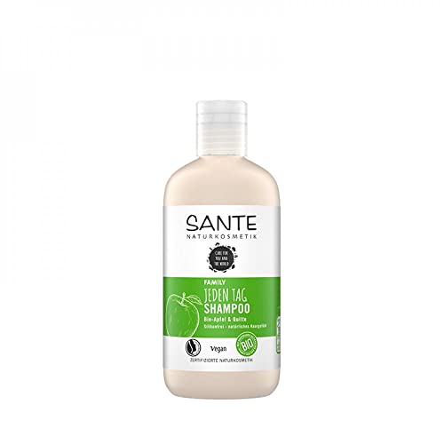 SANTE Naturkosmetik Jeden Tag Shampoo Bio-Apfel & Quitte, Milde Haarpflege für normales Haar, Tägliche sanfte Reinigung, Spendet Feuchtigkeit, Vegan, 250ml