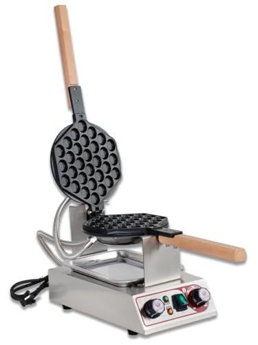 Beeketal 'BWA-10' Profi Bubble Waffeleisen mit antihaft Backplatten, Edelstahl Gehäuse, 50-250 °C, Timer: 0-5 Minuten und Teig Auffangschale - Gastro Waffelautomat speziell für Bubble Waffeln